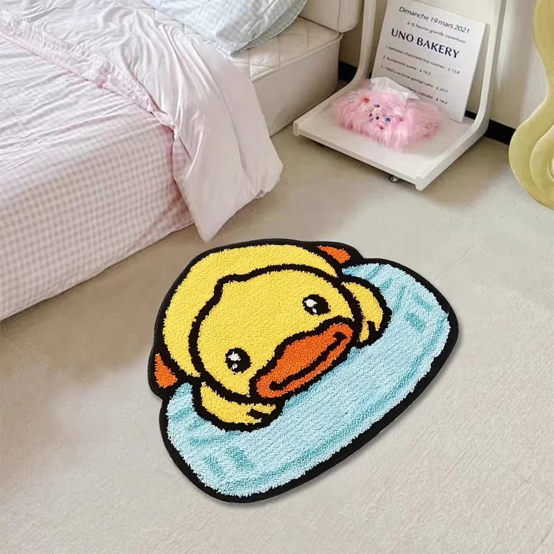 tapis dessin animé canard jaune salon chambre bain résistant polyester
