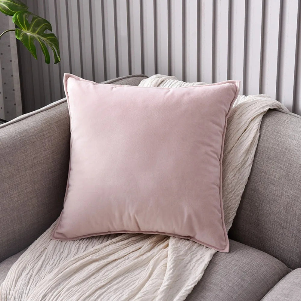 housse coussin velours moderne couleur jaune rose gris orange vert polyester coton lit 60cm