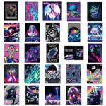stickers moderne futuriste abstraits géométriques holographiques adhésifs variés textes cure obsessed cœur sensible