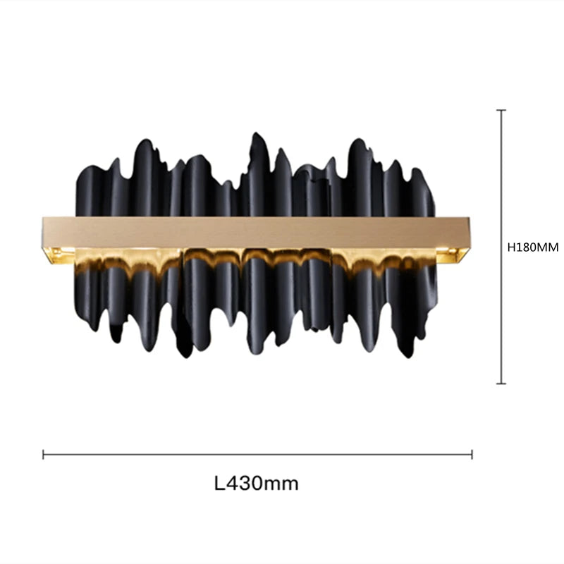 applique murale moderne noir doré éclairage cuisine sculptural lumière translucide fixée mur 15mètrescarrés