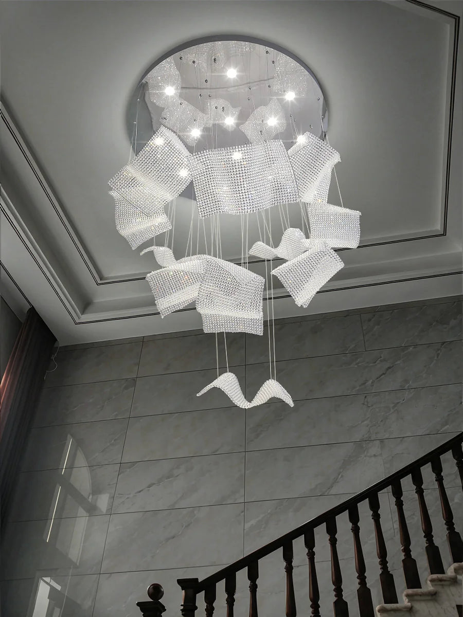 suspension lumineuse moderne cristal k9 papillons lumière blanche 3000k 4000k 6000k artistique