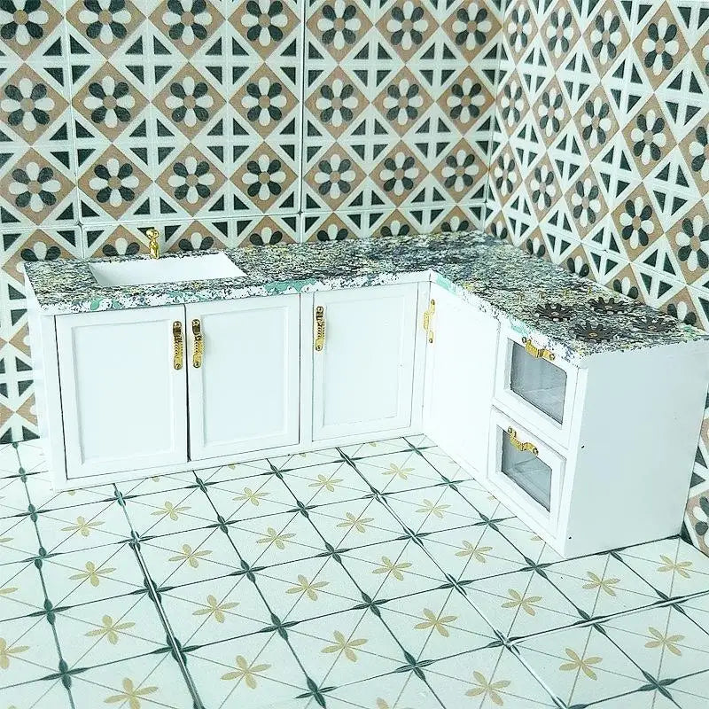 carreaux sol mur résine bleu blanc vert beige géométrique moderne triangles fleurs