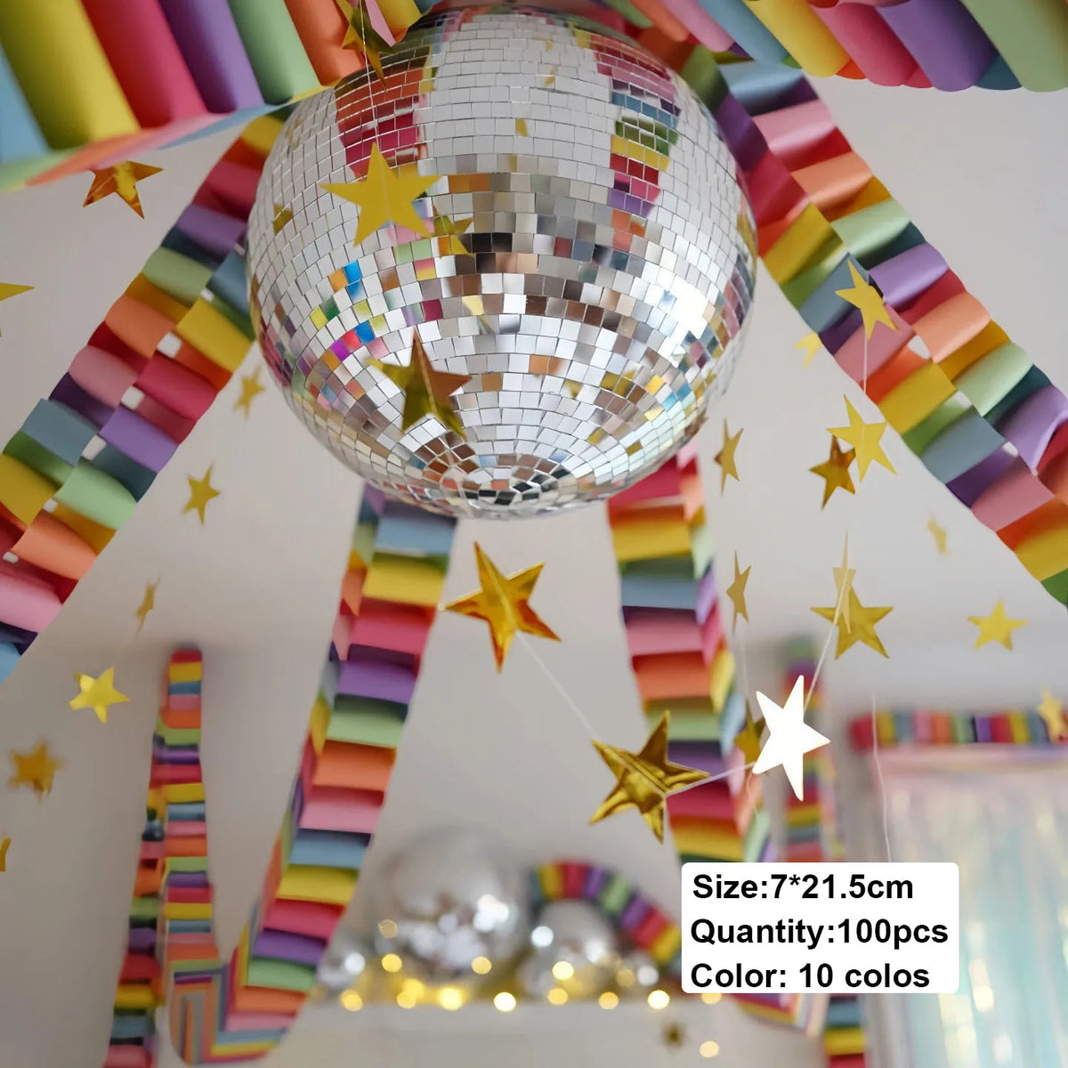 guirlande papier multicolore étoiles fêtes anniversaires mariages événements géométrique festive