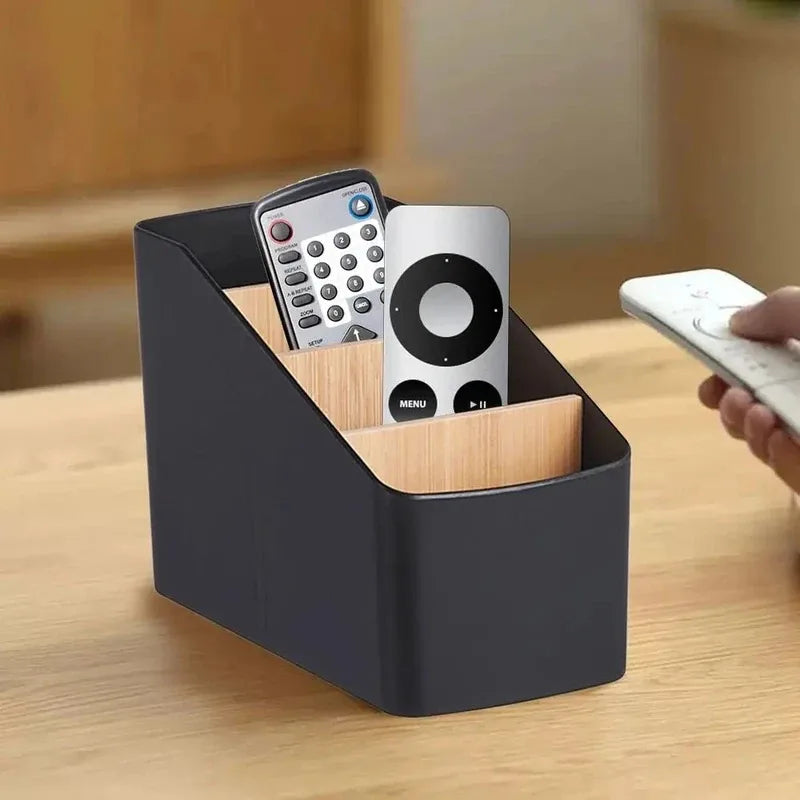 organisateur compartiments rangement moderne noir blanc minimaliste télécommandes smartphonesstylos lunettes