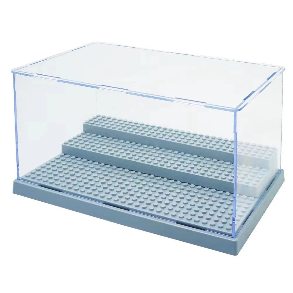 boîtes rangement transparentes figurines lego voitures miniatures accessoires jouets boîtes présentation personnages diversément habillés