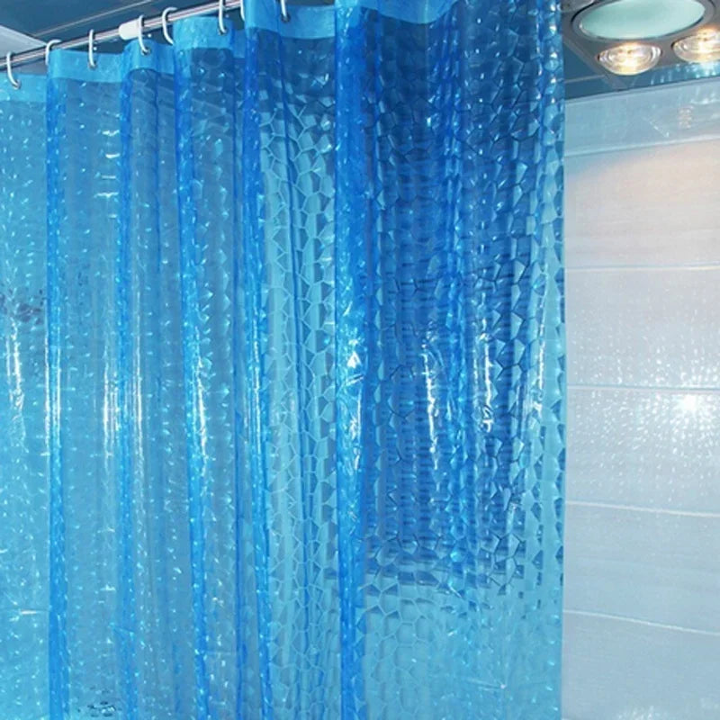 rideau douche moderne 180x180cm éva relief motifs géométriques blanc bleu vert translucide respectueux environnement