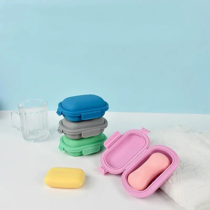 boîte savon pliable moderne bleu vert rose gris mat anti fuite voyage