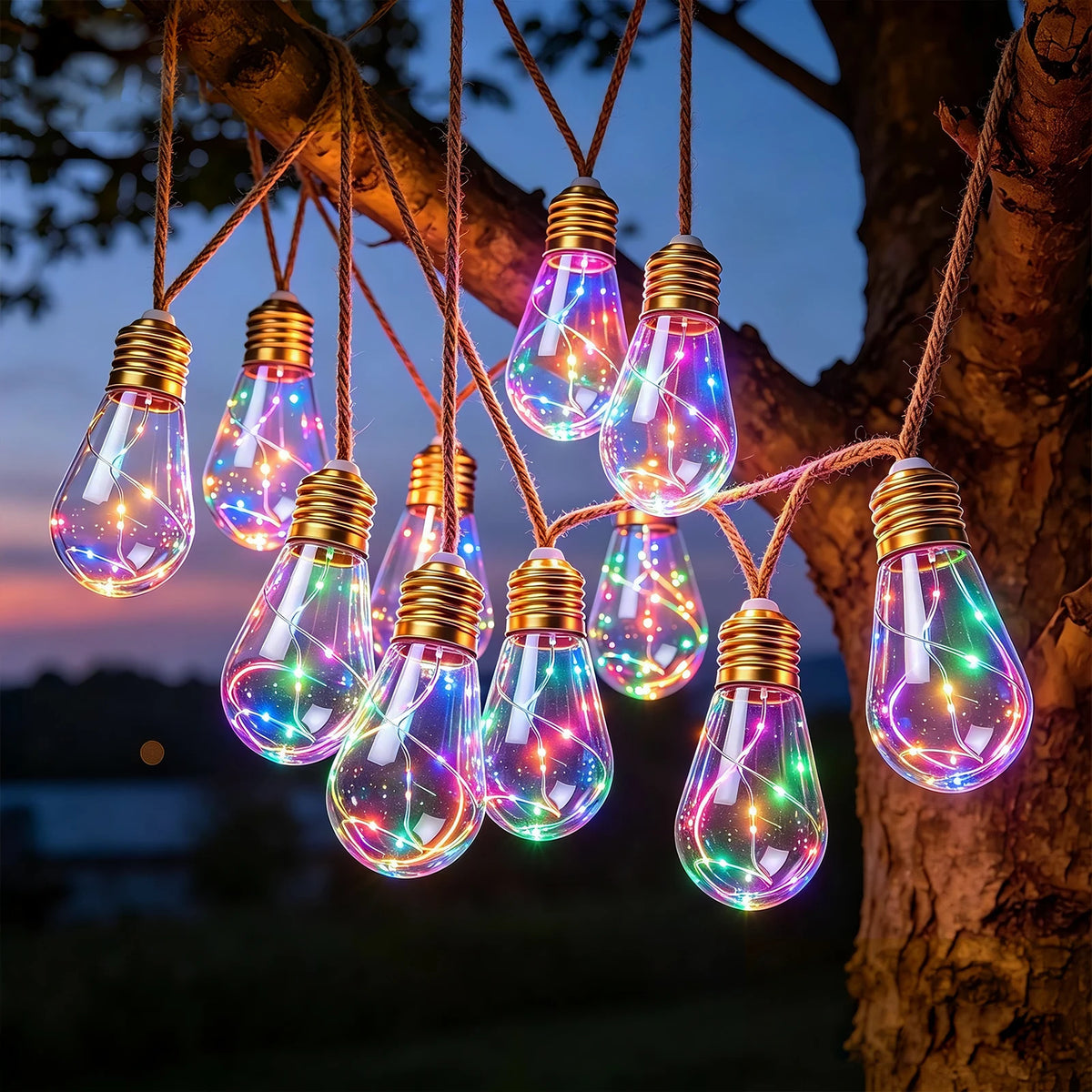 guirlande lumineuse solaire transparente dorée filament blanc vintage modes étanche télécommande
