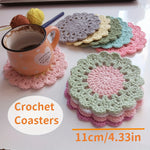 sous verres crochetés motifs floraux couleurs variées rustique fait main tapis tasse décoration bar