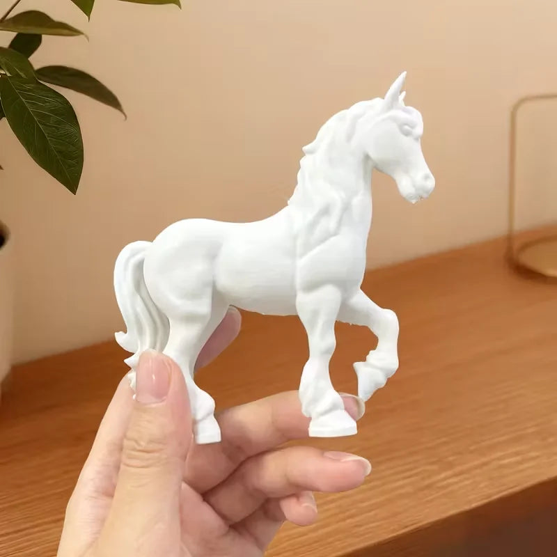 statue licorne blanche décorative moderne sculpture ornement intérieur blanc lisse plastique artificiel