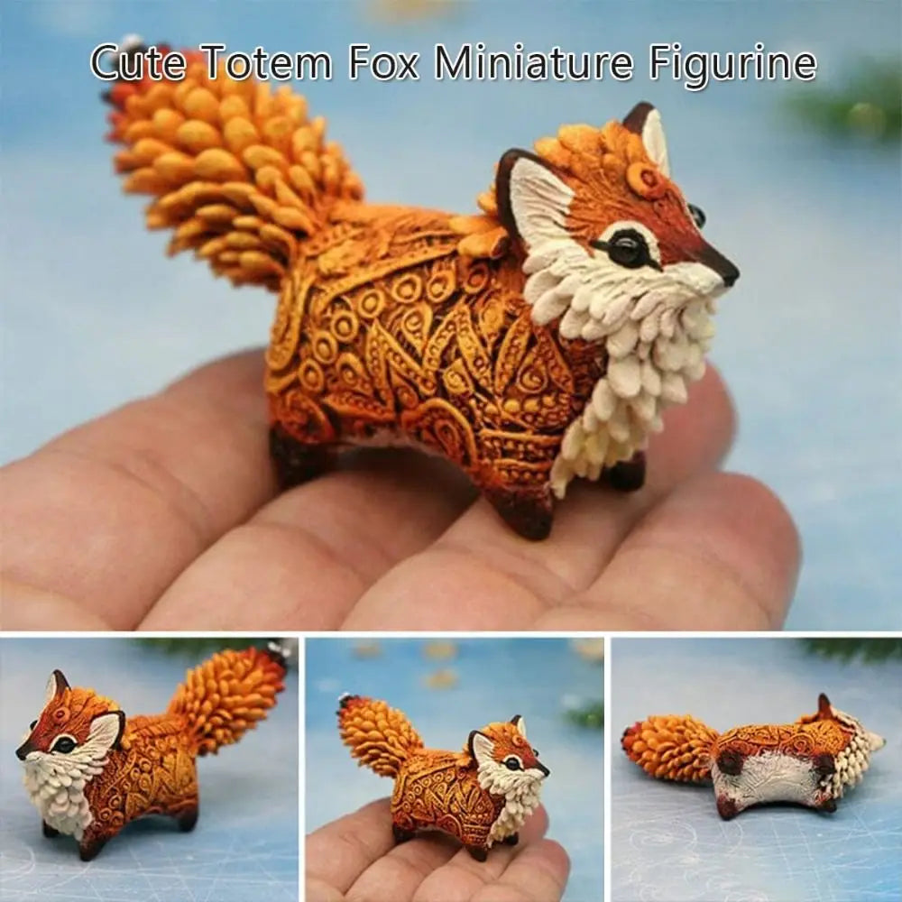 figurines renard décoratives résine ornements totem artistiques orange marron blanc