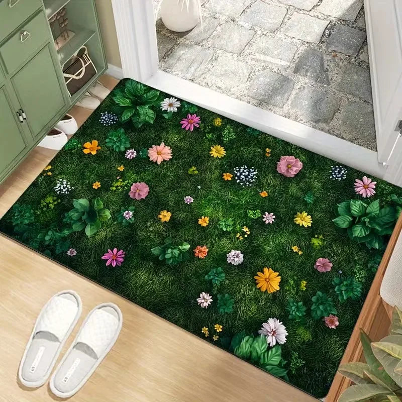 tapis sol moderne fleurs colorées antidérapant extérieur intérieur 40x60cm polyesters vibrant naturel