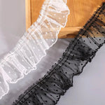 ruban dentelle points noirs blancs bordure dentelée classique élégant 6cm largeur 1m longueur translucide