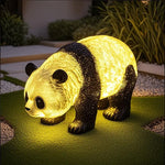 statues panda peluche lumineuses extérieures étanches noir blanc feuilles bambou moderne