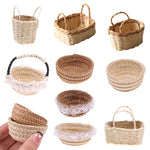 paniers tissés bambou rustique poignées tissu nature animaux collection miniature decoration