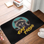 tapis d'entrée anti dérapant raton laveur moderne noir blanc gris salonextérieur