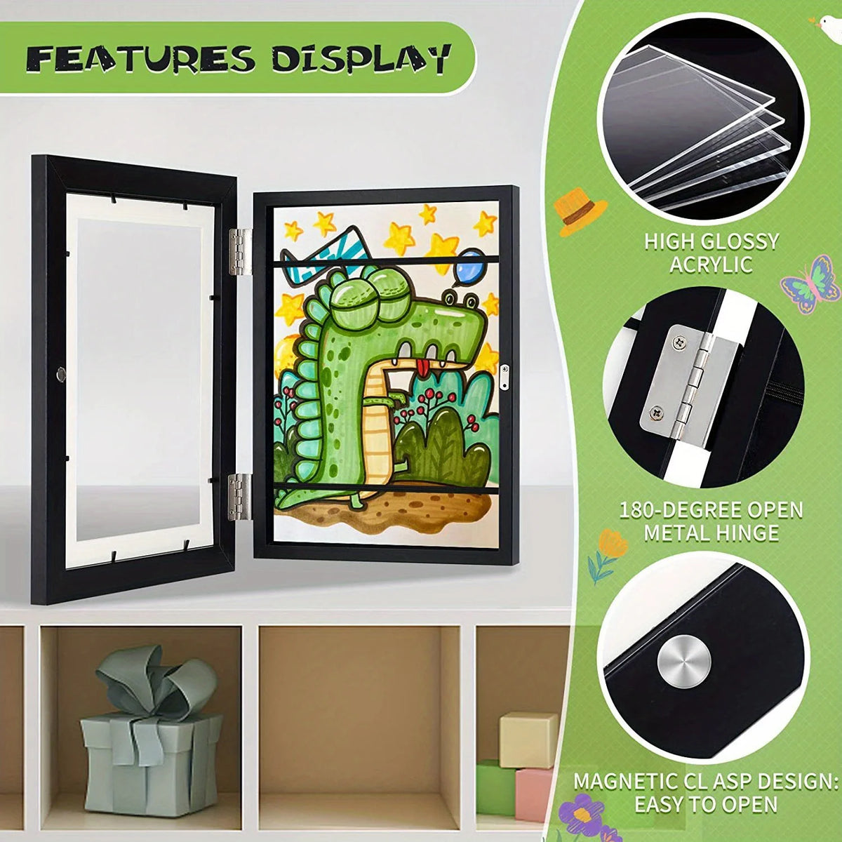 cadre mural moderne noir transparent aimant mdf rectangle photo décoration intérieureversible