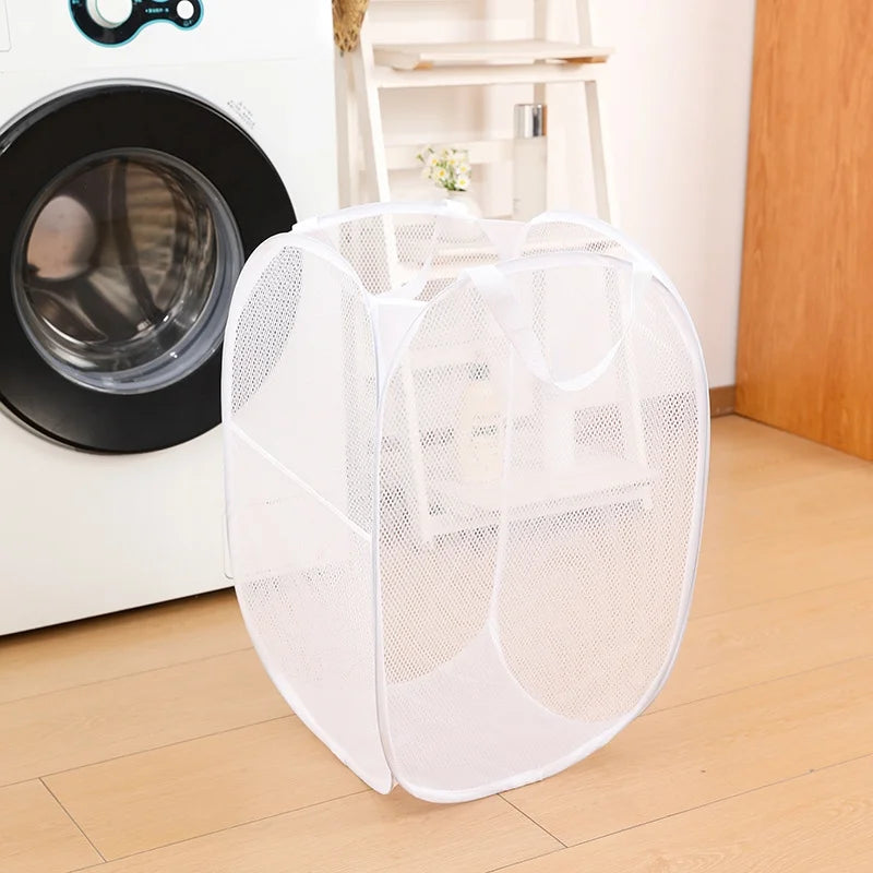 panier linge moderne pliable gris noir maille métal respectueux environnement poignées capacité grande