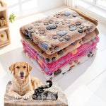 couverture douce animaux compagnie imprimé pattes animaux beige rose blanc confortable tamaño