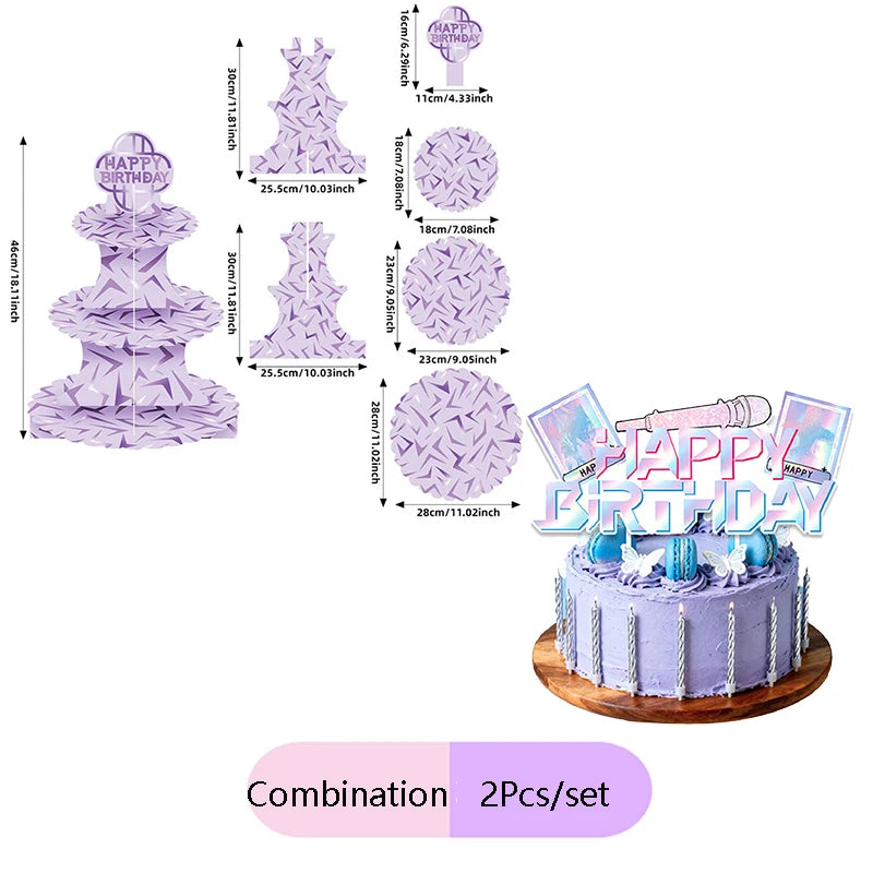 supports cupcakes drapeaux happy birthday rose violet zigzag modernes festifs anniversaire famille réunion