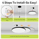 lampe led moderne blanc télécommande facile.surface mount 30w 40w 50w