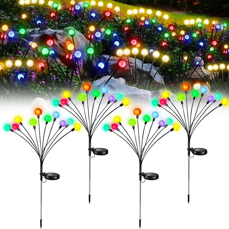 lumières solaires jardin multicolores modernes oscillantes extérieures imperméables ip65 led tiges noires