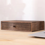 boîte bijoux bois marron rustique tiroirs poignées rangement accessoires maquillage organisation moderne