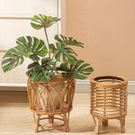 cache pot tressé rustique bohème naturel grande petite fleur verte support plante maison jardin