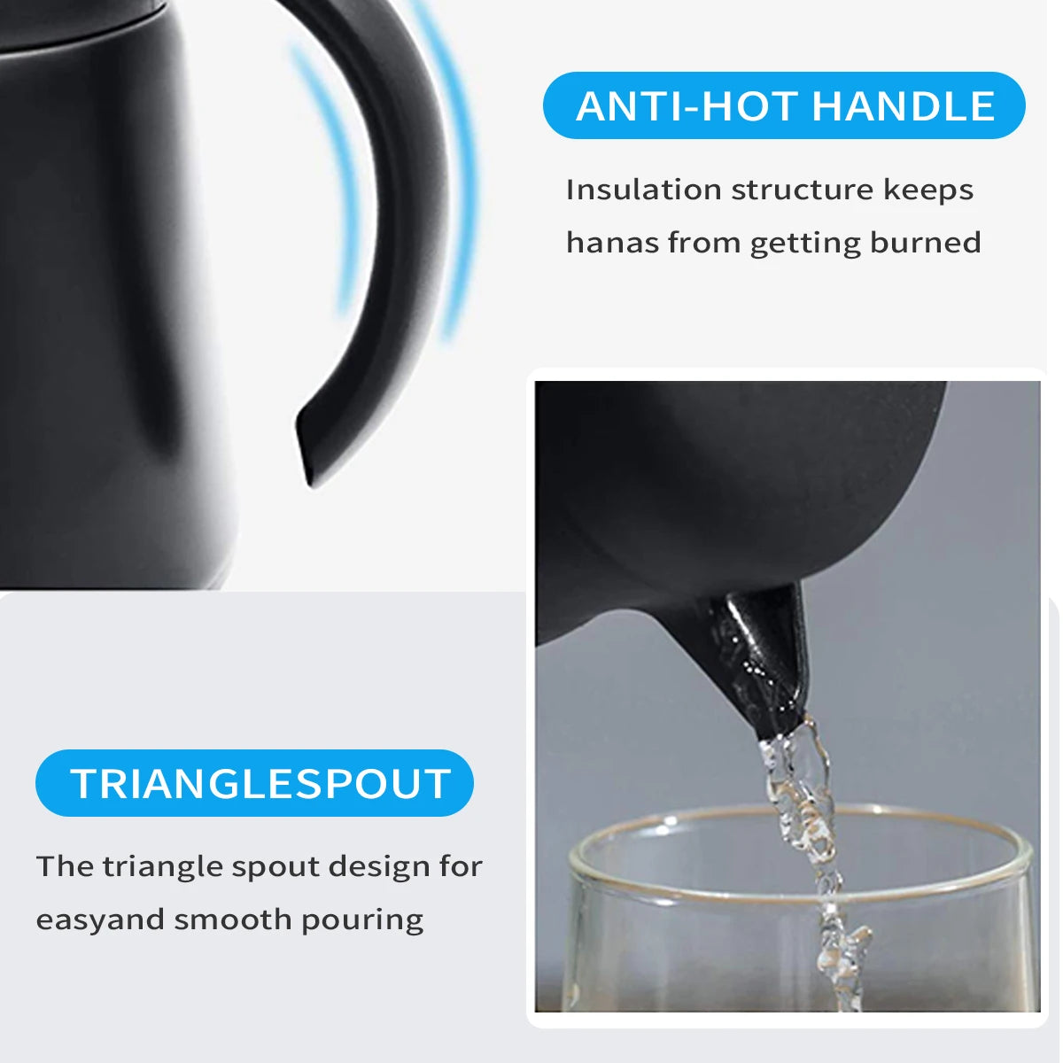 Théière acier inoxydable 600ml poignée moderne couvercle évacuation thermos isolation
