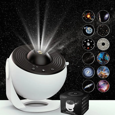 Projecteur galaxie rotatif 360° orange sur fond noir