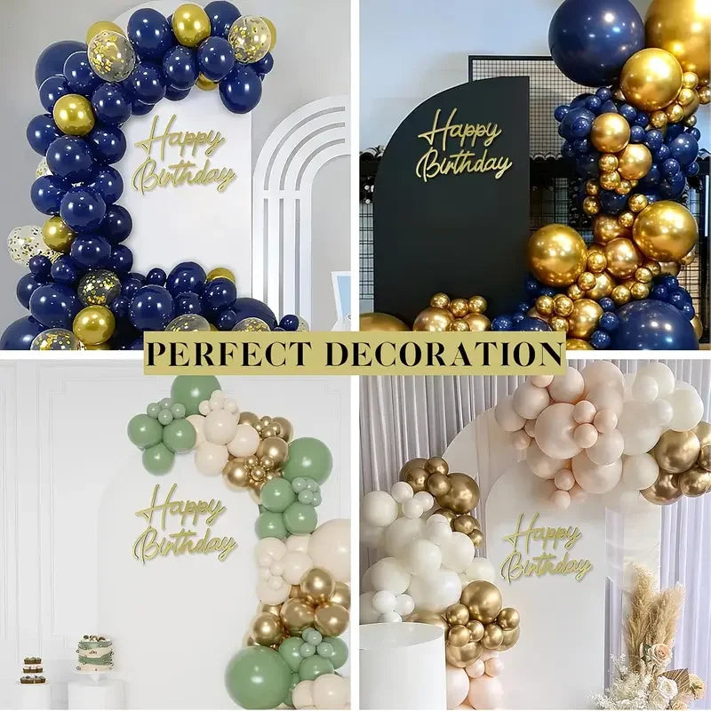 décoration moderne anniversaire happy birthday ballons couleur argentée festiveOpaque pieds métalliques