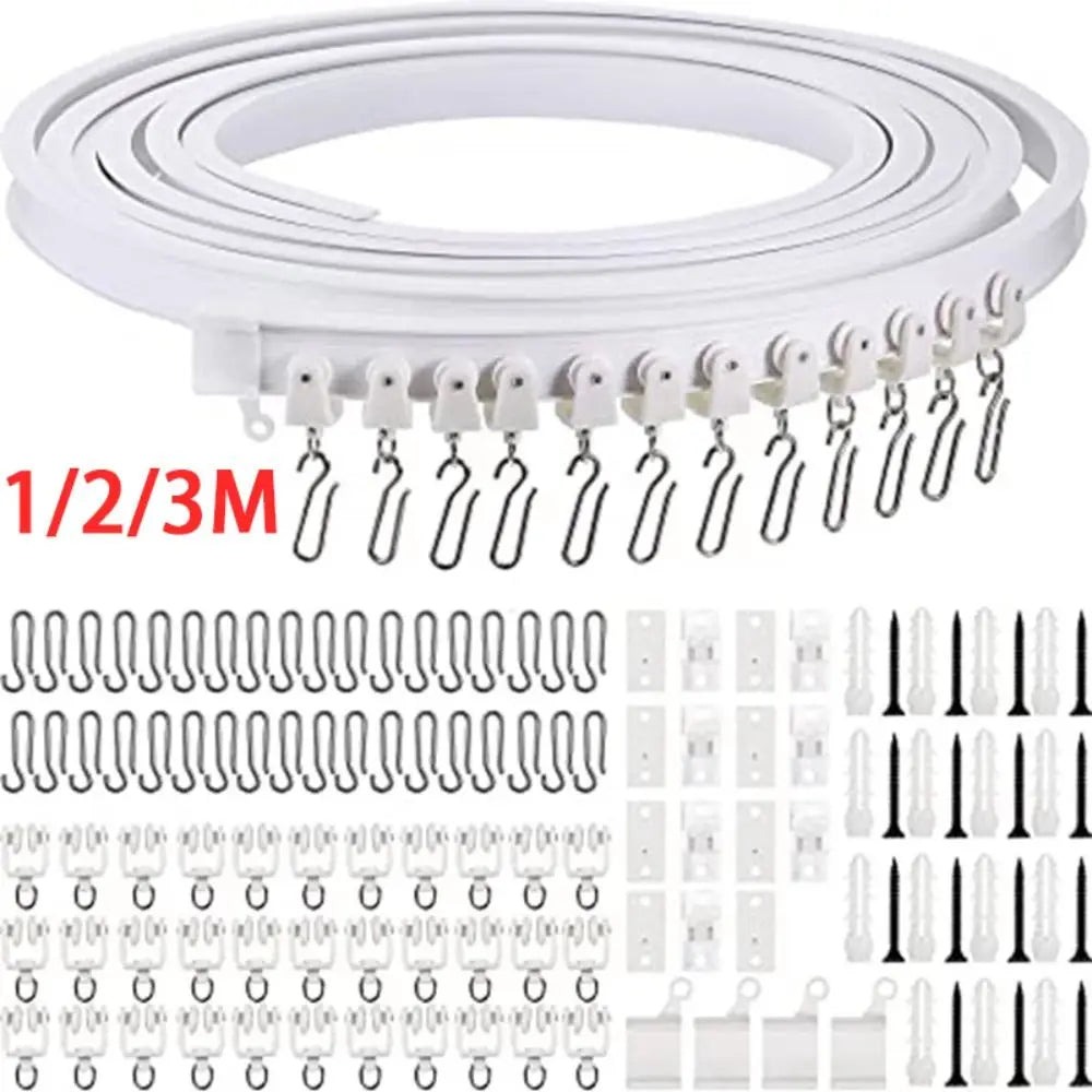 rideau polonais kit rail circulaire blanc moderne accessoires chariot roues crochets supports muraux