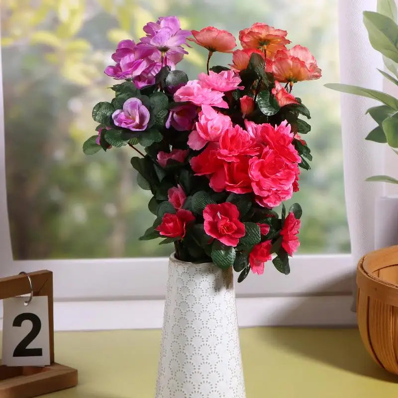décoration intérieure bouquet artificiel rose rouge jaune moderne feuilles vertes