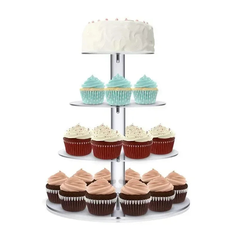 support cupcakes transparent moderne niveaux vis verticales grille 4mm epaisseur acrylique respectueux environnement