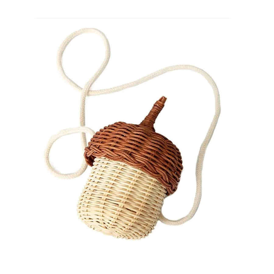 panier osier rustique motif champignon naturel rouge décoration maison jouets rangement artisanal