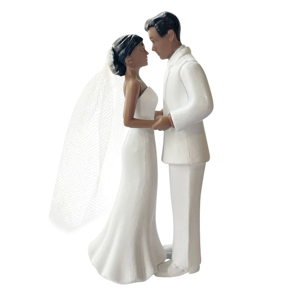 figurines mariés gâteau mariage voile fleurs classique romantique saint valentin anniversaire blanc noir