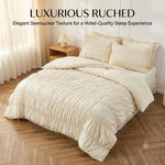 ensemble literie classique plissé beige clair couvre lit oreillers élégant double king super king