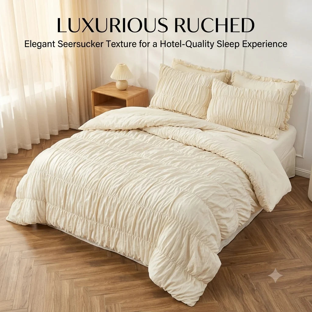 ensemble literie classique plissé beige clair couvre lit oreillers élégant double king super king