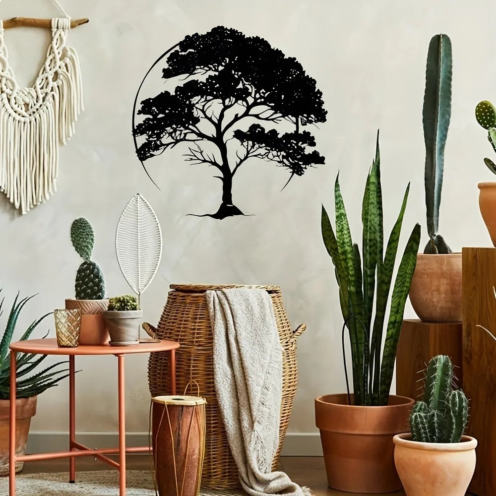 décoration murale arbre silhouette noire minimaliste métal fixations invisibles 30cm haute cuisine salon