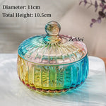 boîte bonbons cristal transparente rétro élégante blanches vintage orange bleu vert jaune gravé