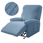 Housse fauteuil inclinable gris clair uni moderne adhésif poche respirante durable confortable hydrofuge lavable