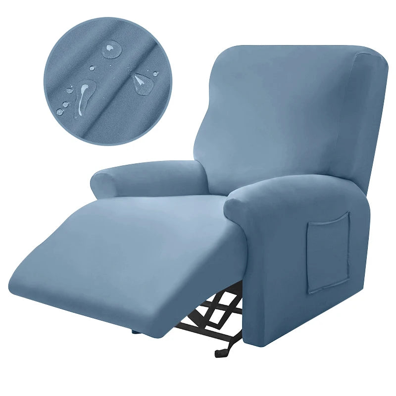 Housse fauteuil inclinable gris clair uni moderne adhésif poche respirante durable confortable hydrofuge lavable