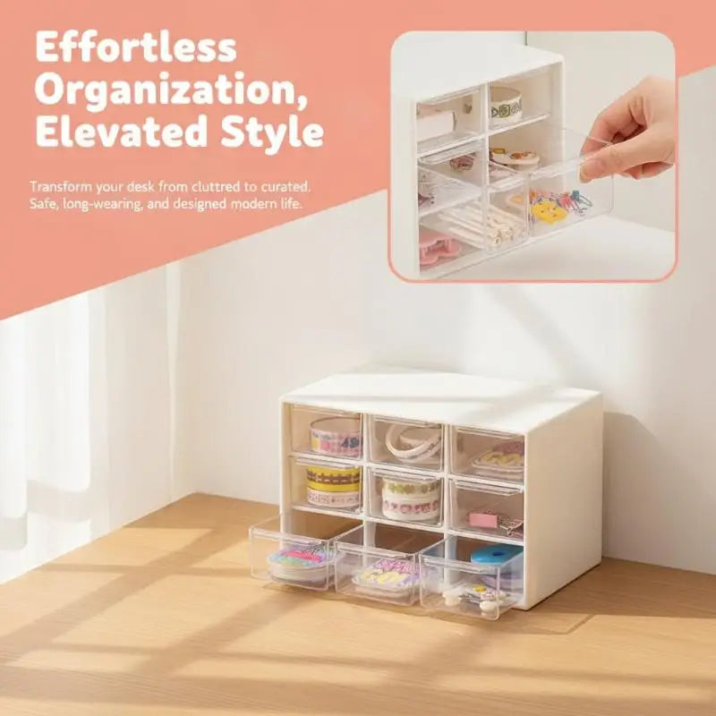 boîte rangement compartiments transparentes moderne blanc rose violet orange