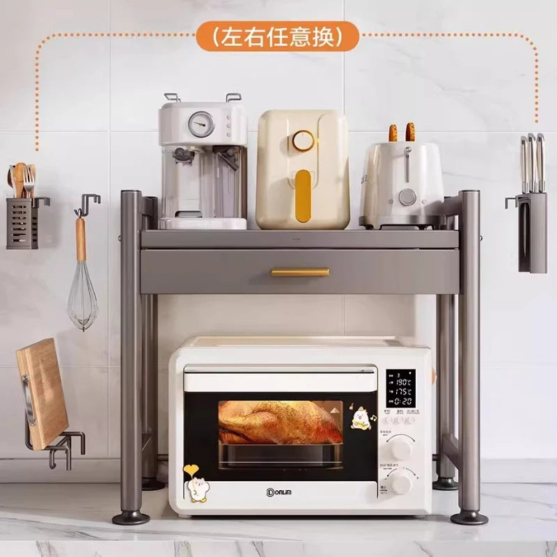 rangement cuisine tiroirs acier inoxydable gris noir moderne batteur cuillères couteaux toaster friteuse