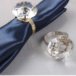 anneau serviette moderne élégant bleu marine doré transparent facets brillantes métal