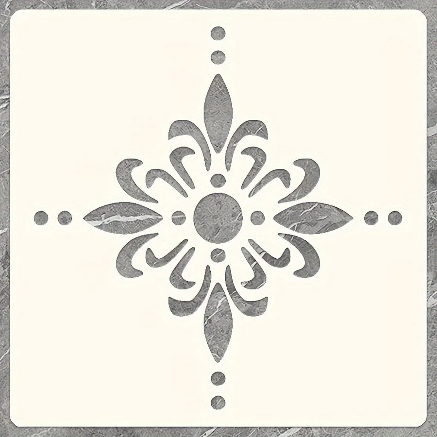 Stencil floral blanc classique adhésif décoration murale pouces pack deux