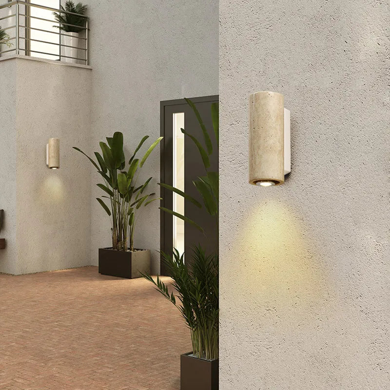 Lampe murale étanche en pierre naturelle blanche pour salle de bain