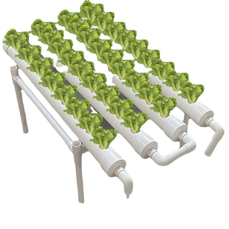 système hydroponique culture légumes balcon planter vert pvc pipe structure connecteurs pots eau pompe