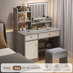 maquillage blanc moderne tabouret miroir led boites rangement texture bois