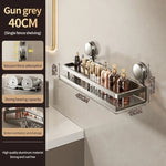 étagère murale perforée moderne adhésif gris miroir porte serviette accessoires rangement salle bain